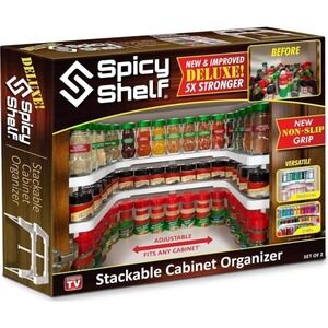 Spicy Shelf Stackable Cabinet Organizer Adjustable Kitchen‎ Storage Set of 2 NEW